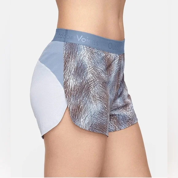 OV Ready Set Lined Running Shorts Pockets Blue Grey Print XS - Picture 8 of 8